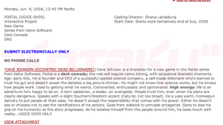 Illustration for article titled Rumor: Casting Call Reveals Portal 2 Details?